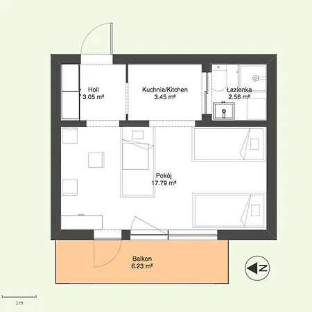 700 M Plaza I Grand Hotel, Studio Z Balkonem Apartmán *